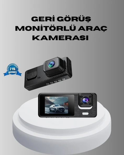 Park Modlu 3 Kameralı Araç Kayıt Cihazı 1080P Ön Kamera 2’’ Ekran ürün görseli 1