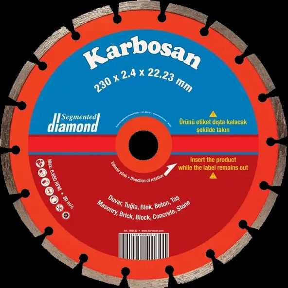 KARBOSAN 180x2.2x22.23 SEGMENTLİ ELMAS KESİCİ NORMAL - 950120 ürün görseli 1