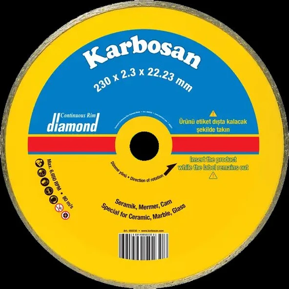 KARBOSAN 230x2.3x22.23 SÜREKLİ ELMAS KESİCİ NORMAL - 950230 ürün görseli 1