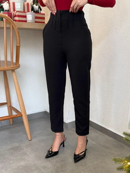 Kadın üste Oturan Paçası Bilek üzerinde Biten Atlas Kumaş Pantolon 36 (S) - 48 (4XL) ürün görseli 1