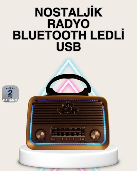 Ahşap Nostaljik Radyo Bluetooth USB SD Kart Destekli ürün görseli 1