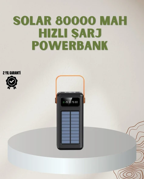 Powerbank Solar Fenerli Çoklu Kablolu Taşınabilir Şarj Aleti ürün görseli 1