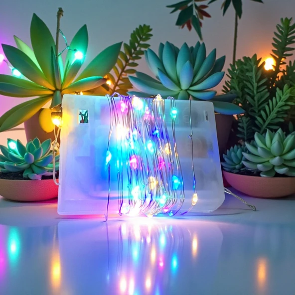 UpWay 5 Metre Su Geçirmez 4 Renkli 50 Led Işık - Pilli Dekoratif Aydınlatma ürün görseli 1