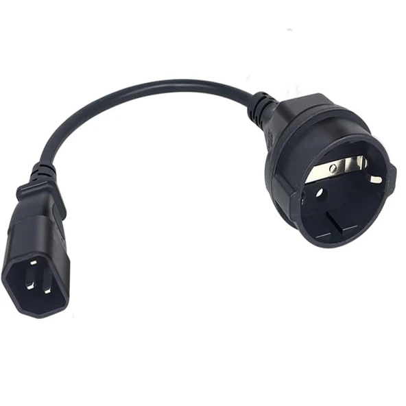 PrimeX PX-C14 SCHUKO, 0.35 Metre 1.5mm UPS/PSU SCHUKO Çevirici Kablo, UPS Priz Çevirici 1.5mm Kalın Kablo, Kısa SCHUKO Kablo ürün görseli 1