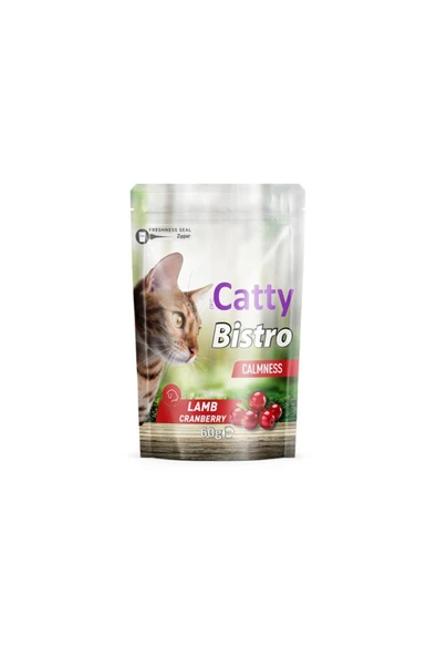 Catty Bistro Sakinleşme Etkili Kuzulu ve Kızılcıklı Kedi Ödül Maması 60 Gr ürün görseli 1
