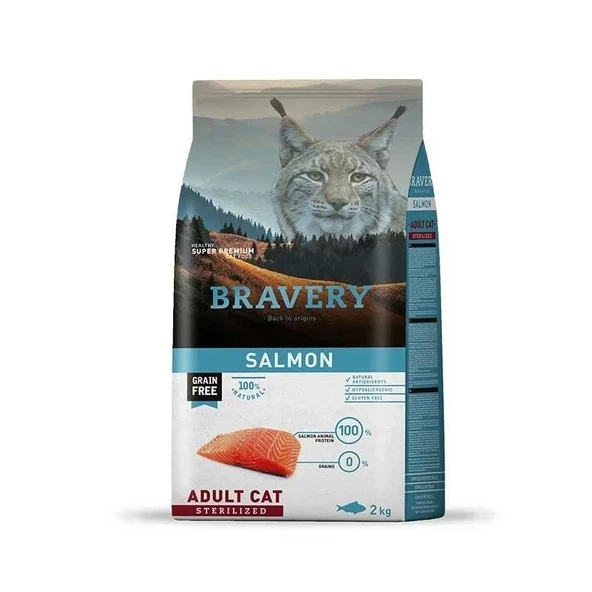 Bravery Tahılsız Somonlu Kısırlaştırılmış Yetişkin Kedi Maması 2 Kg ürün görseli 1