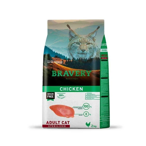 Bravery Tahılsız Tavuk Etli Kısırlaştırılmış Yetişkin Kedi Maması 2 Kg ürün görseli 1