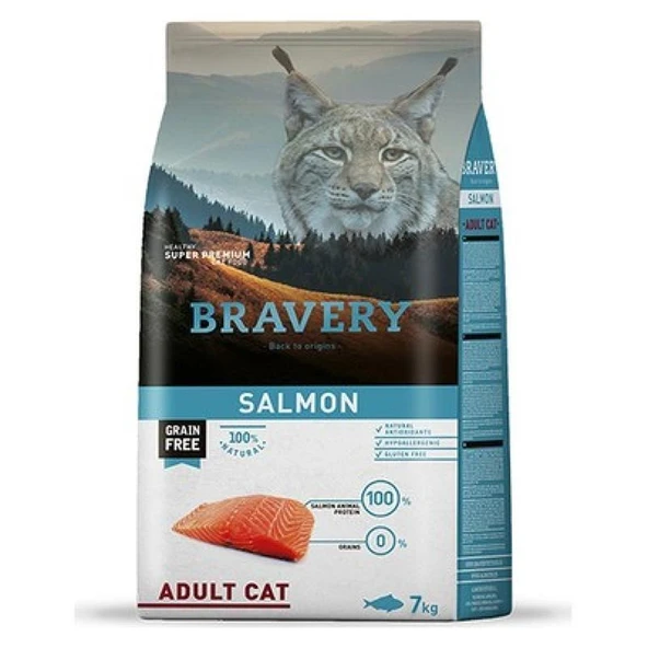 Bravery Tahılsız Somonlu Yetişkin Kedi Maması 7 Kg ürün görseli 1