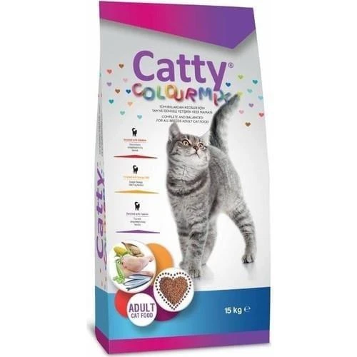 Catty Colourmix Yetişkin Kedi Maması Renkli Taneli Tavuklu 15 Kg ürün görseli 1