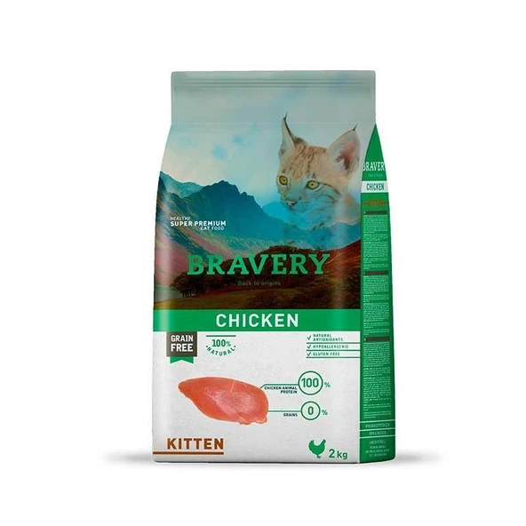 Bravery Tahılsız Tavuklu Yavru Kedi Maması 2 Kg ürün görseli 1