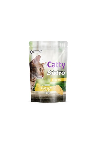 Catty Bistro Seçici Kediler İçin Tavuklu ve Peynirli Kedi Ödül Maması 60 Gr ürün görseli 1
