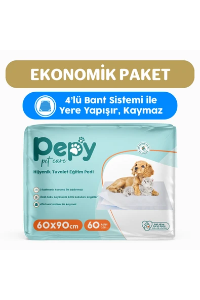 PEPY 60x90 Hijyenik Tuvalet Eğitim Pedi 30'lu 2 Paket 60 Adet ürün görseli 1