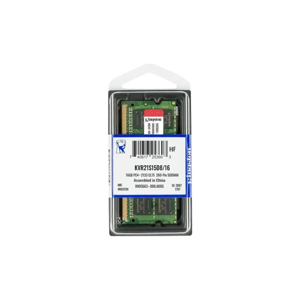 Kingston 16 GB 2133 MHz CL15 KVR21S15D8/16 DDR4 Ram ürün görseli 1