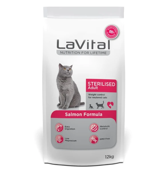 LaVital Sterilised Adult Somonlu Kısırlaştırılmış Yetişkin Kedi Maması 12 Kg ürün görseli 1