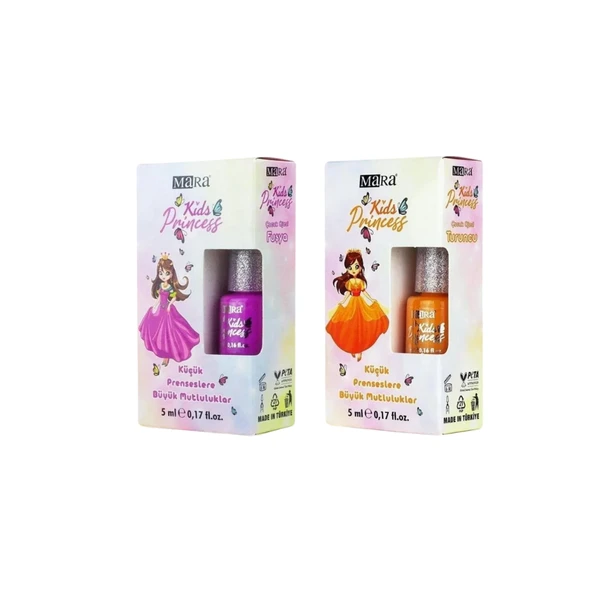 Kids Princess Fuşya -Turuncu 2 li oje ürün görseli 1