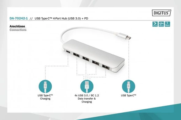 Usb 3.2 Gen Çoklayıcı 4PORT USB-C HUB+ PD - Resim 2