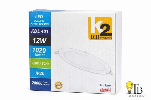 K2 LED Systems 12W Yuvarlak Sıva Altı LED Panel gün ışığı ürün görseli 1