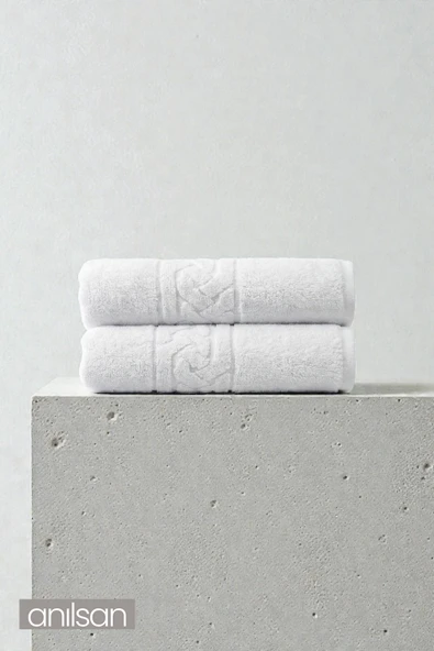 2'li Rita Beyaz  Banyo Havlusu - 70x140 Cm, 490Gr, %100 Pamuk, Spa Ve Otel Havlusu ürün görseli 1