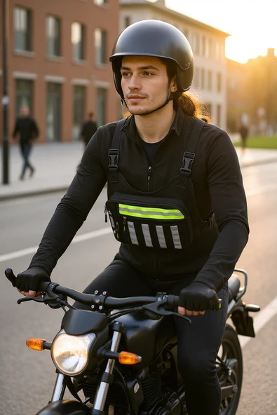 SEVENTEEN UNISEX 3 BÖLMELİ ÖN ARKA REFLEKTÖRLÜ MOTOSİKLET VE BİSİKLETLİ KURYE GÖĞÜS ÇANTASI ürün görseli 1