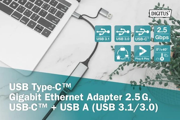 2.5G Ethernet Adaptörü (USB3.1/3.0) Digitus - Resim 6