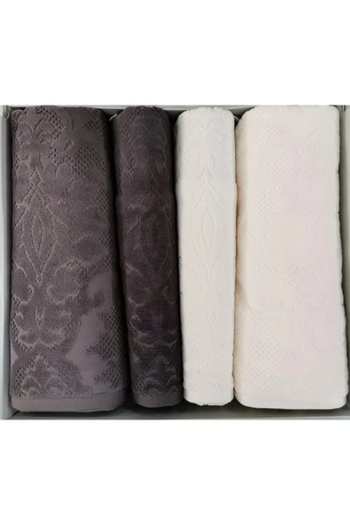 Özdilek Curve Best Set (Hamam Takımı) Krem-Antrasit - 70 x 150 cm ürün görseli 1