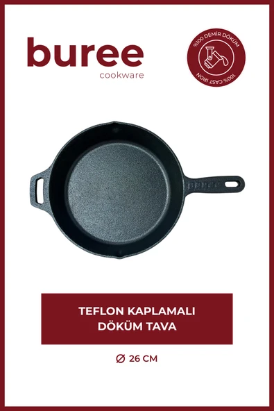 BUREE YUVARLAK TEFLON KAPLAMALI DÖKÜM TAVA - ÇAP 26 CM ürün görseli 1