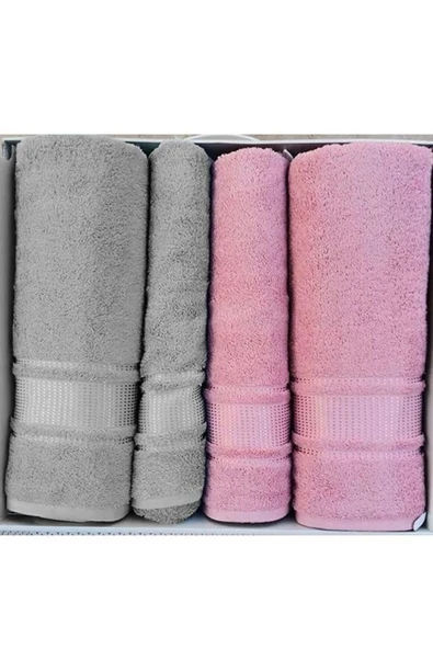 Özdilek Colourist Best Set Hamam Seti Banyo Havlu Takımı Açık Gri-pembe ürün görseli 1