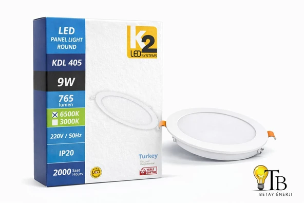 K2 LED Systems 9W Yuvarlak Sıva Altı LED Panel beyaz ışık ürün görseli 1