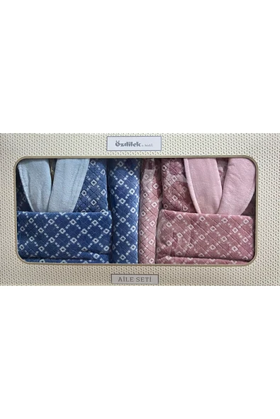 Özdilek Diamond Soft Aile Bornoz Seti Lacivert Mürdüm ürün görseli 1