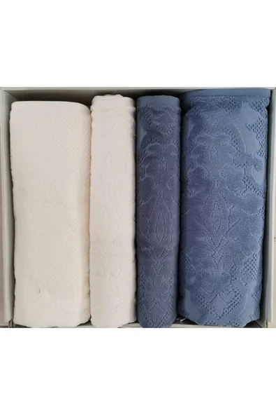 Özdilek Curve Best Set (Hamam Takımı) Krem-İndigo ürün görseli 1