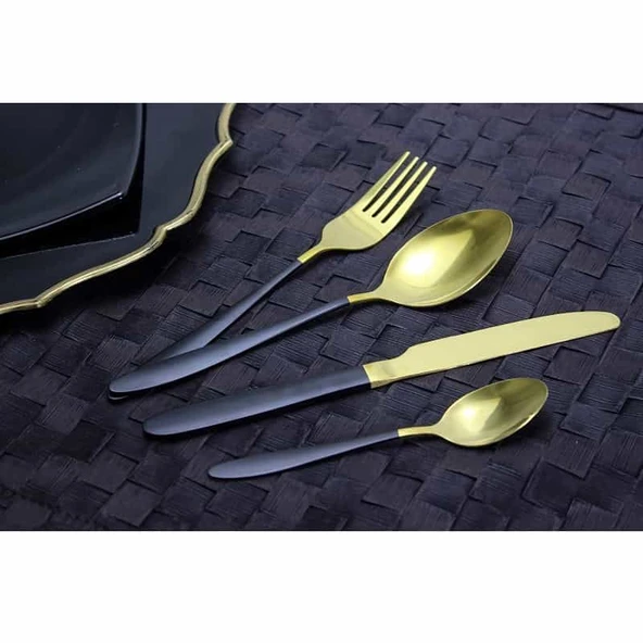 T.Concept Gold Siyah 16 Parça Çatal-Kaşık- Seti ürün görseli 1