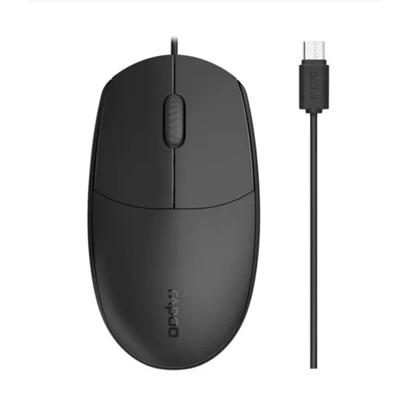 RAPOO N100C OPTİK KABLOLU TYPE-C MOUSE - SİYAH - Resim 2
