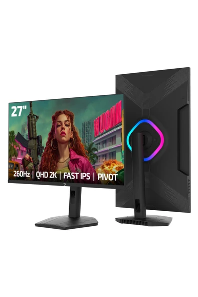 Gamepower Lunis L90 27'' 260Hz 0.5ms Fast IPS Qhd 2k Rgb Pivot Gaming Monitör (Sıfır Ölü Piksel Garantili) ürün görseli 1
