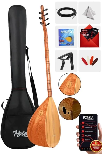 Yonka B-142U Uzun Sap Çınar Ağacı Gövde Kaliteli Gürgen Sap Saz Bağlama Seti ürün görseli 1