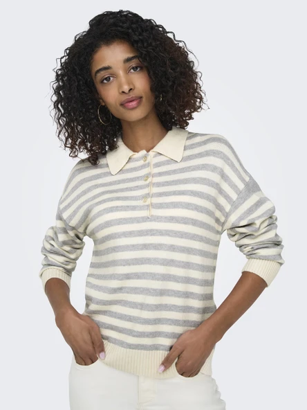 ONLY Bayan Polo Yaka Sweatshirt 15356689 - Resim 3