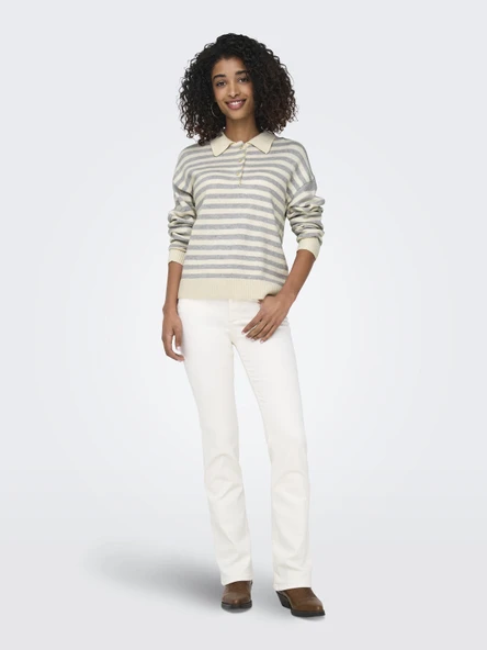 ONLY Bayan Polo Yaka Sweatshirt 15356689 - Resim 2