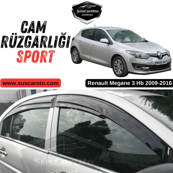 Renault Megane 3 Hb 2009-2016 Uyumlu Mugen Cam Rüzgarlığı Seti Piano Black 4'lü İthal Parlak Siyah ürün görseli 1