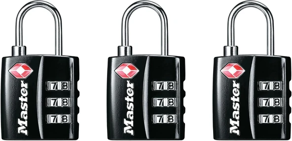 Master Lock Siyah Tsa Onaylı Geniş Kilit Gövdeli Ve İnce, Dayanıklı Çelik Kelepçe, Sırt Çantaları Iç ürün görseli 1
