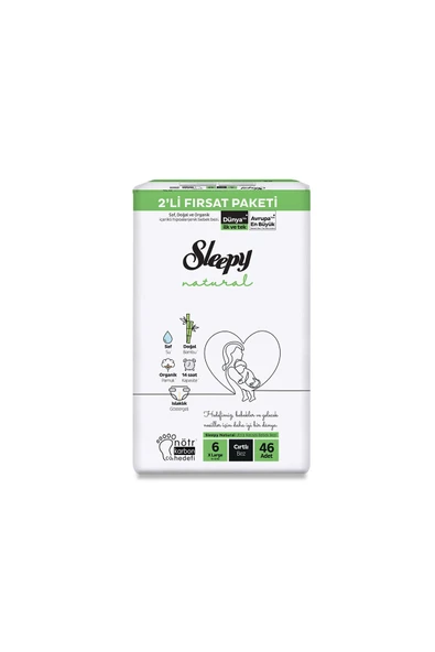 Sleepy Natural Bebek Bezi  Paketi 6 Beden 46 Adet ürün görseli 1
