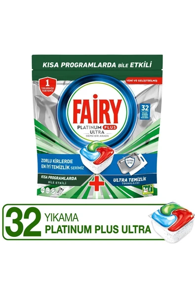 5M AHŞAP DEKOR Platinum Plus Ultra Temizlik Bulaşık Makinesi Deterjanı Kapsülü 32 Yıkama Limon Kokulu ürün görseli 1