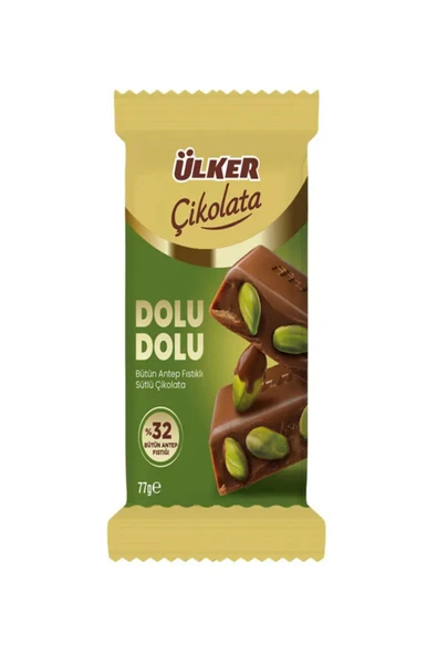 Ülker çikolata dolu dolu bütün antep fıstıklı sütlü çikolata (2 adet) ürün görseli 1