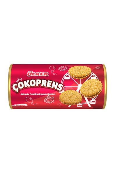 Ülker ÇOKOPRENS KAKAOLU FINDIK KREMALI SANDVİÇ BİSKÜVİ 300G ürün görseli 1