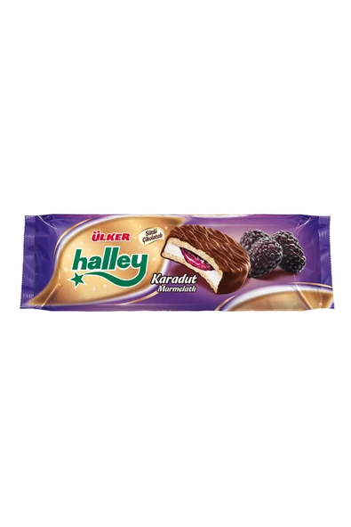 Ülker HALLEY KARADUT MARMELATLI ÇİKOLATA KAPLAMALI SANDVİÇ BİSKÜVİ ürün görseli 1
