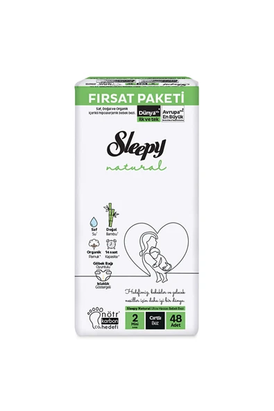 Sleepy Natural Fırsat Paketi 2 Beden Mini Bebek Bezi 48'li ürün görseli 1