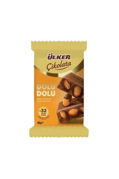 Ülker çikolata dolu dolu bütün bademli sütlü çikolata (2 adet) ürün görseli 1