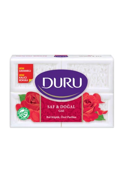 Duru Saf ve Doğal Kaynaklı Beyaz Sabun Gül 4 x 150 g = 600 g ürün görseli 1