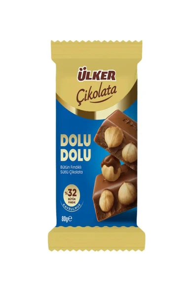Ülker çikolata dolu dolu bütün fındıklı sütlü çikolata 2 adet ürün görseli 1