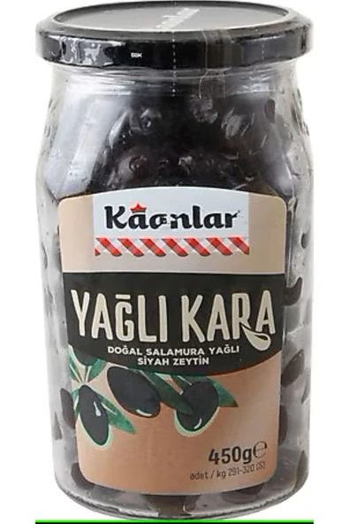 Kaanlar 450 Gr 291-320 ADET Yağlı Siyah Zeytin (yağlı Kara) ürün görseli 1