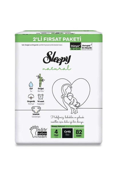 Sleepy Natural 4 Numara Maxi 82'li Cırtlı Bez ürün görseli 1