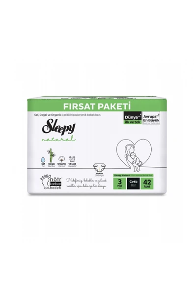 Sleepy Natural Bebek Bezi Fırsat Paketi 3 Beden 42 Adet ürün görseli 1